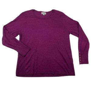 JM Collection Tunic Sweater Large Women Purple Crew Neck Long Sleeve Rayon Blend